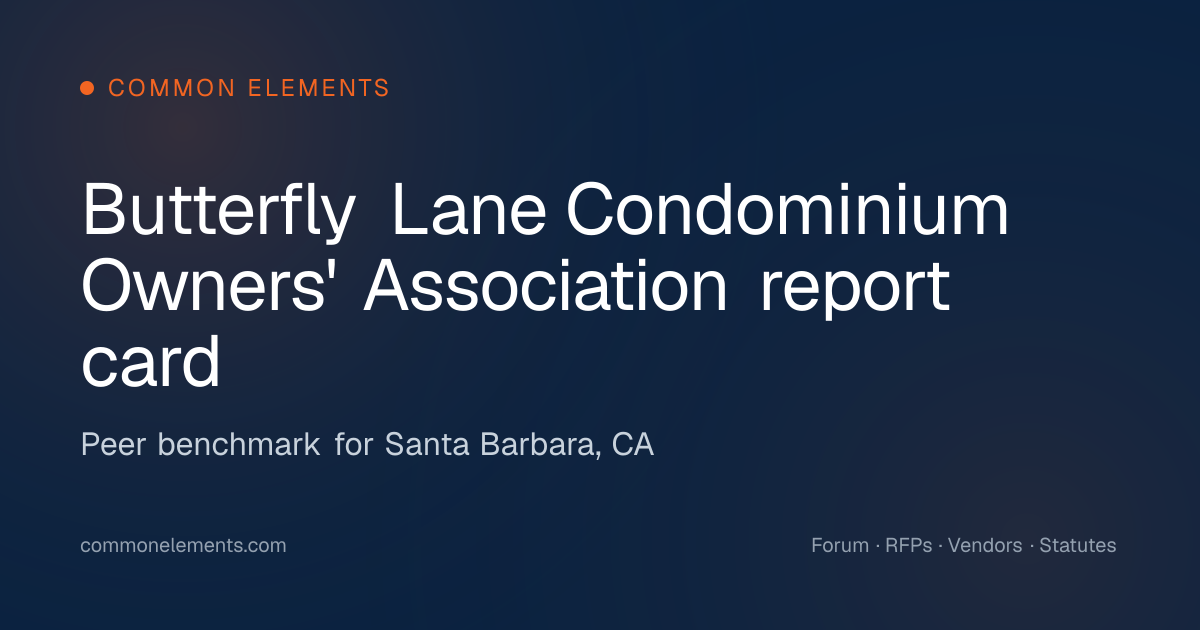 Butterfly Lane Condominium Owners' Association report card (Santa ...
